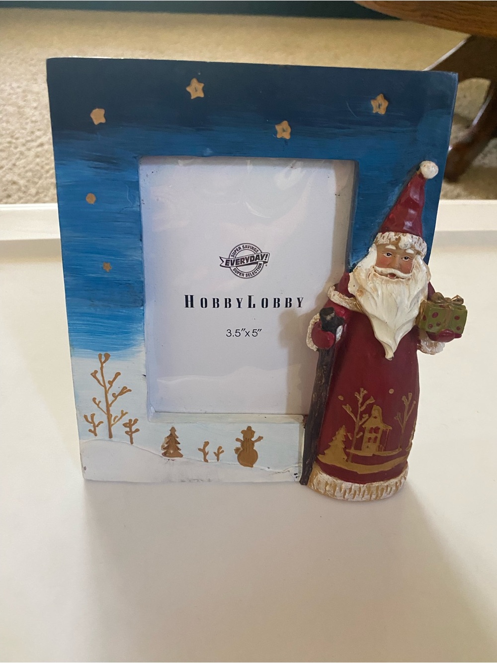 Hobby Lobby Blue and Red Santa Holiday Photo Frame